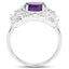 Anillo de Plata Esterlina con Amatista de 2.75 Quilates y Zirconia Blanca