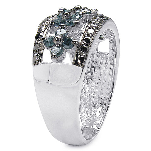 Bague de fiançailles en argent sterling avec diamant bleu véritable de 0,62 carat