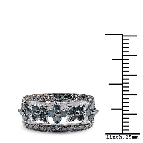 Bague de fiançailles en argent sterling avec diamant bleu véritable de 0,62 carat