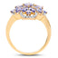 14K Yellow Gold Plated Tanzanite & White Topaz Cluster Ring