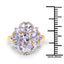 14K Yellow Gold Plated Tanzanite & White Topaz Cluster Ring