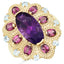 6.80 Carat Genuine Amethyst, Rhodolite & Blue Topaz Sterling Silver Ring