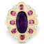 6.80 Carat Genuine Amethyst, Rhodolite & Blue Topaz Sterling Silver Ring