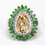 Anillo de Plata Esterlina con Citrino y Diopside Cromado de 7.02 Quilates