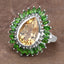 Anillo de Plata Esterlina con Citrino y Diopside Cromado de 7.02 Quilates
