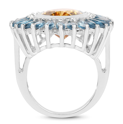 Bague en Citrine et Topaze Bleue de Londres de 7,54 Carats