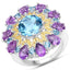 8.86 Carat London Blue Topaz & Amethyst Sterling Silver Ring