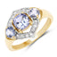 14K Yellow Gold Plated Tanzanite & White Topaz Engagement Ring