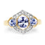 14K Yellow Gold Plated Tanzanite & White Topaz Engagement Ring