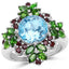 Bague de fiançailles en argent sterling .925 avec topaze bleue de 5,76 carats et grenat