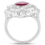Anillo de Plata Esterlina con Rubí de 2.66 Quilates y Topacio Blanco Elegante