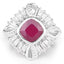 Anillo de Plata Esterlina con Rubí de 2.66 Quilates y Topacio Blanco Elegante