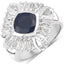 3.06 Carat Sapphire and White Topaz Sterling Silver Ring