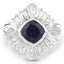3.06 Carat Sapphire and White Topaz Sterling Silver Ring