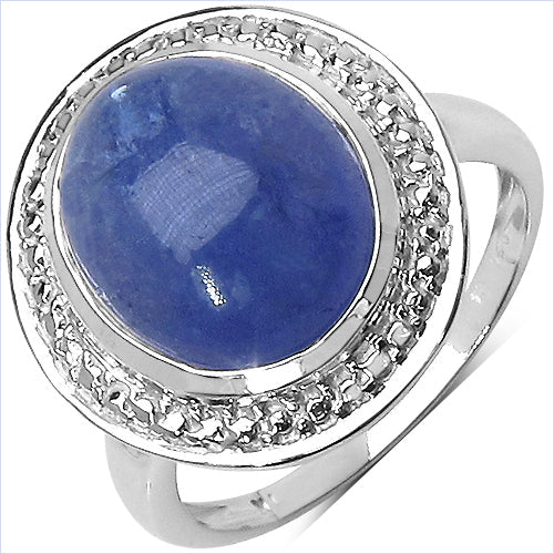 Bague de fiançailles en argent sterling avec tanzanite véritable de 7,10 carats