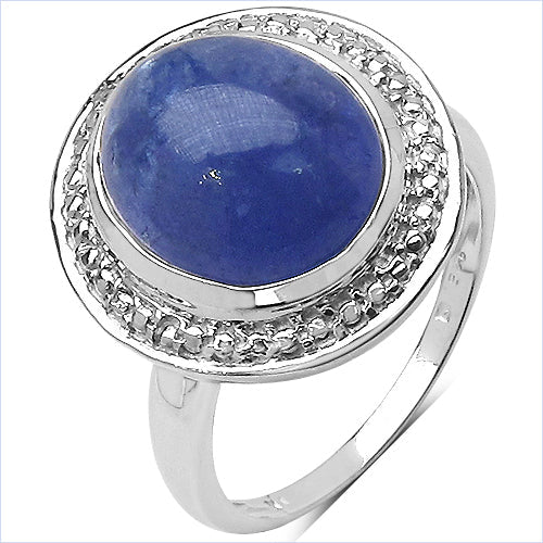 Bague de fiançailles en argent sterling avec tanzanite véritable de 7,10 carats