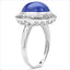 Bague de fiançailles en argent sterling avec tanzanite véritable de 7,10 carats