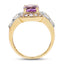 Bague cocktail en améthyste et tanzanite plaquée or jaune 14K