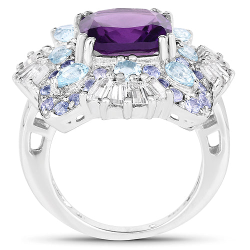 Bague de fiançailles multi-stones de 8,38 carats en argent sterling .925
