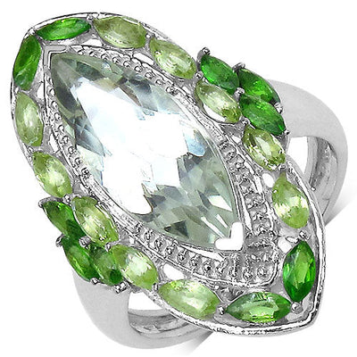 4.90 Carat Green Amethyst & Peridot Sterling Silver Ring