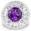 Anillo de plata esterlina de 5.58 quilates de amatista genuina y topacio blanco
