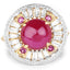14K Yellow Gold Plated 8.91 Carat Ruby & Topaz Cocktail Ring