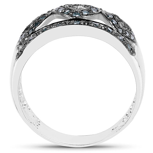 Bague de fiançailles en argent sterling avec diamant bleu véritable de 0,32 carat