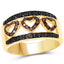 Anillo de Compromiso con Diamantes Negros y Rojos Baño de Oro Amarillo de 14K