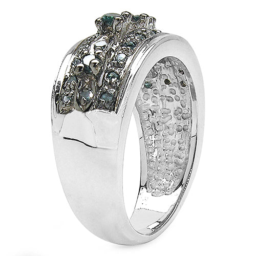 0.27 Carat Genuine Blue Diamond Sterling Silver Engagement Ring