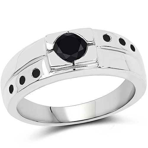 0.56 Carat Genuine Black Diamond Sterling Silver Ring
