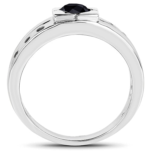 0.56 Carat Genuine Black Diamond Sterling Silver Ring