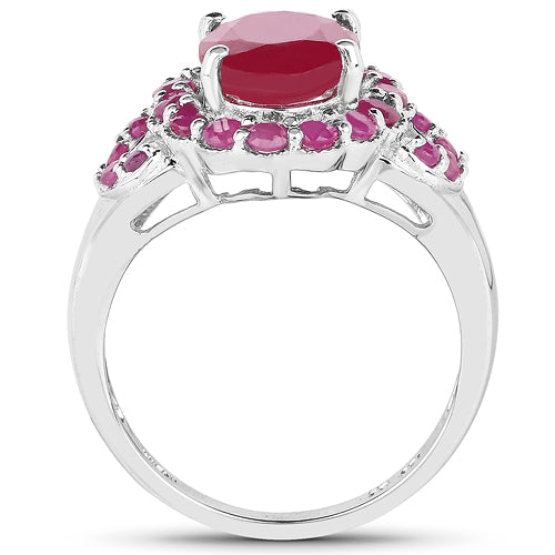 Elegant 4.43 Carat Ruby & Sterling Silver Cocktail Ring