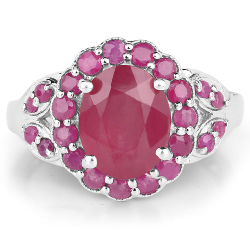 Elegant 4.43 Carat Ruby & Sterling Silver Cocktail Ring