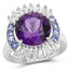 5.24 Carat Amethyst, Tanzanite & White Topaz Sterling Silver Ring