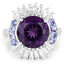 5.24 Carat Amethyst, Tanzanite & White Topaz Sterling Silver Ring