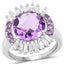 Anillo de plata esterlina de 5.20 quilates con amatista genuina y topacio blanco