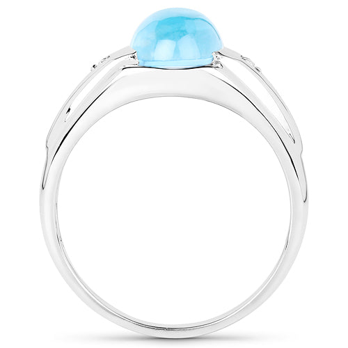 Bague en argent sterling avec topaze bleue suisse et topaze blanche de 3,67 carats