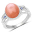 6.54 Carat Genuine Peach Moonstone & Tanzanite Sterling Silver Ring