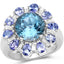 Anillo de plata esterlina con topacio azul de Londres y tanzanita de 6.19 quilates