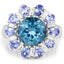 Anillo de plata esterlina con topacio azul de Londres y tanzanita de 6.19 quilates