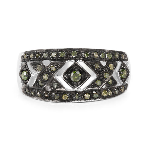 Bague en Argent Sterling avec Diamant Vert Naturel de 0,27 Carat