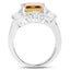 9.13 Carat Genuine Citrine & White Topaz Sterling Silver Ring