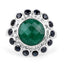 6.88 Carat Dyed Emerald & Blue Sapphire Sterling Silver Ring