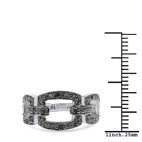 0.36 Carat Genuine Blue Diamond Sterling Silver Engagement Ring