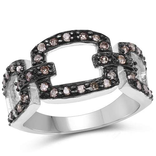 Bague en argent sterling avec diamant champagne de 0,32 carat