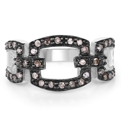 Bague en argent sterling avec diamant champagne de 0,32 carat