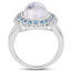 7.21 Carat Genuine White Rainbow Moonstone & Swiss Blue Topaz Ring