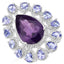 Bague en argent sterling de 5,82 carats avec améthyste et tanzanite véritables
