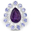 Bague en argent sterling de 5,82 carats avec améthyste et tanzanite véritables
