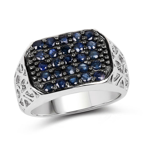 1.13 Carat Genuine Blue Sapphire Sterling Silver Engagement Ring